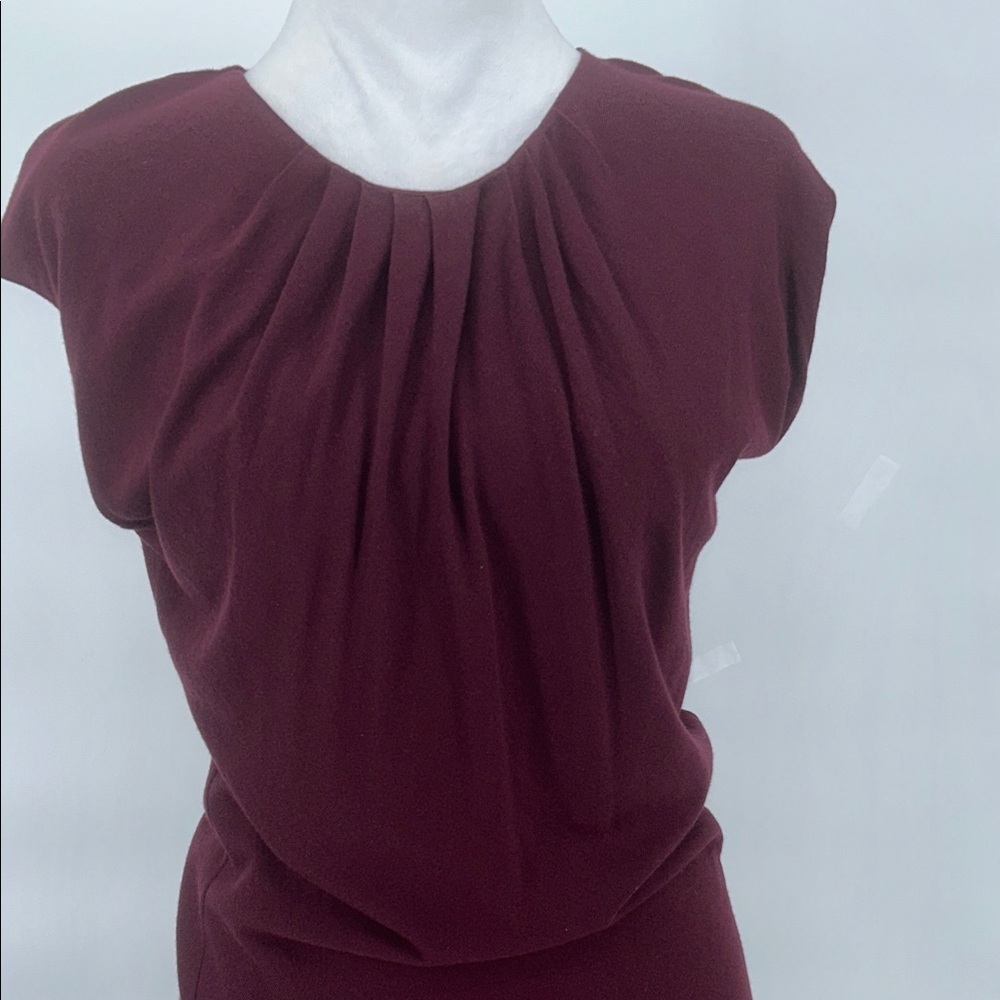 Ralph Lauren Women’s Burgundy Wool Blend Pleated Dress Size L Midi Elegant - Picture 3 of 9